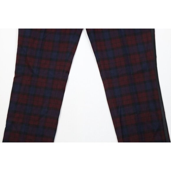 Express Mens 34x31 Stretch Slim Satin Stripe Tuxedo Chino Pants Trousers Plaid - Picture 3 of 12
